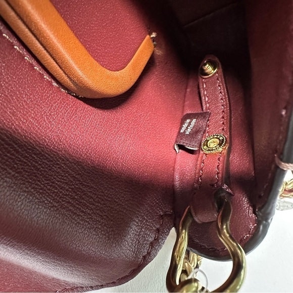 Coach Ladies Dinky Crystal Pink Leather Chain Strap Crossbody Bag Nude Pink - Picture 10 of 14